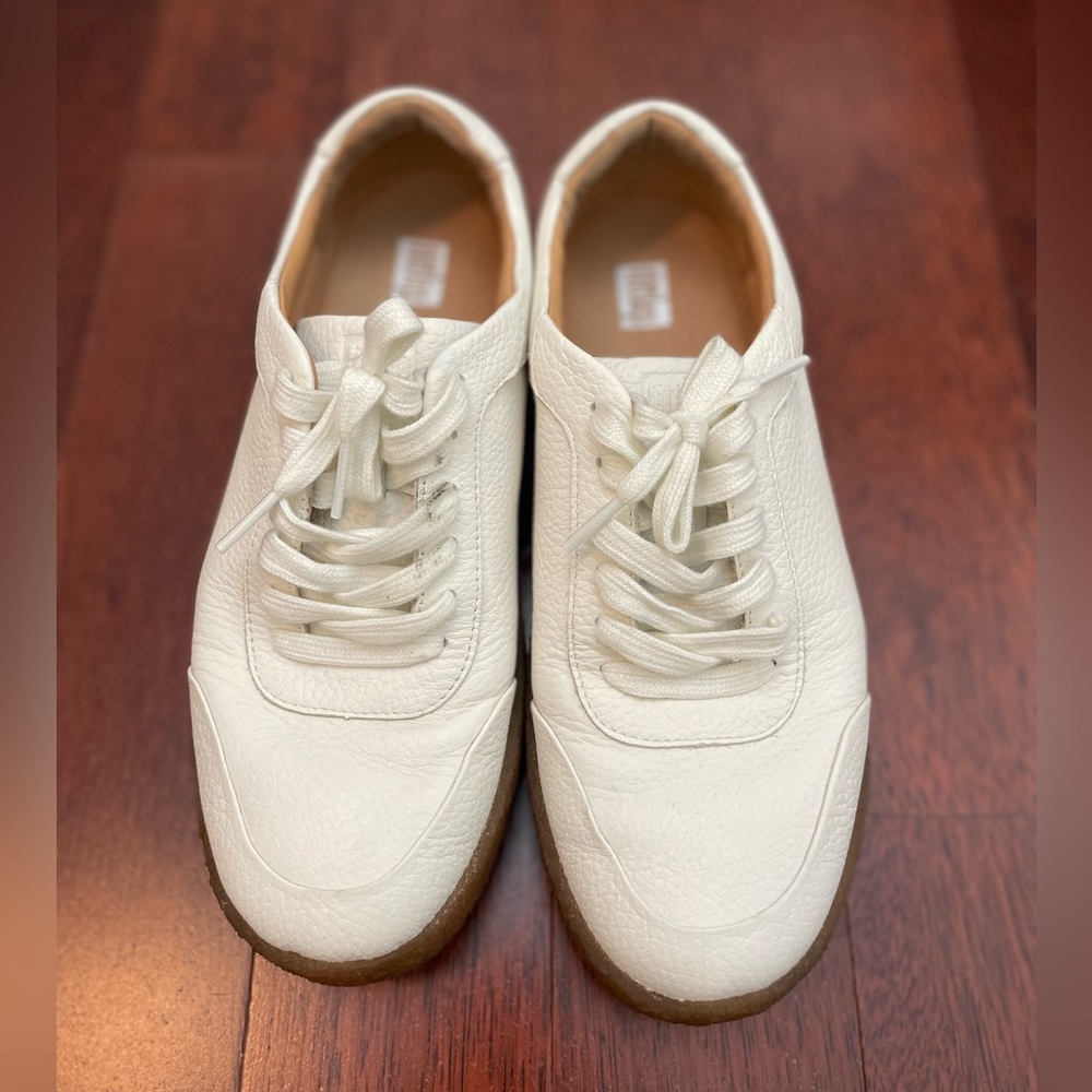 FitFlop Rally Tumbled-Leather Crepe Sneakers